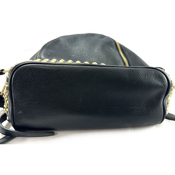 Michael Kors Rhea Zip Studded Black Pebbled Leather Backpack Gold Hardware - Picture 7 of 10